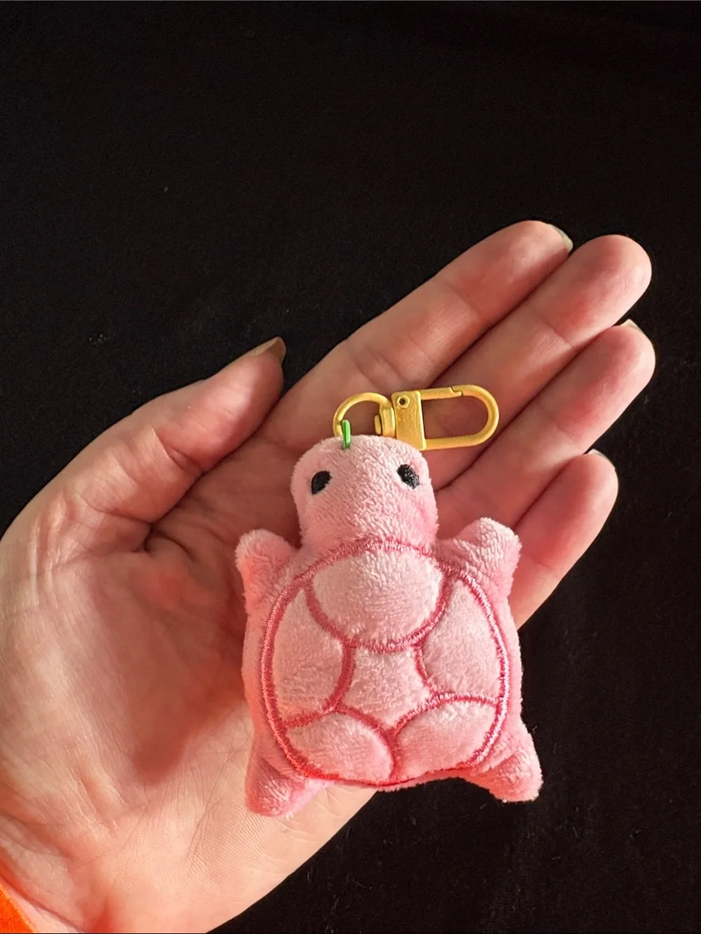 Plush Pink Turtle Keychain Bag Charm Zipper Pull with Yellow Clip